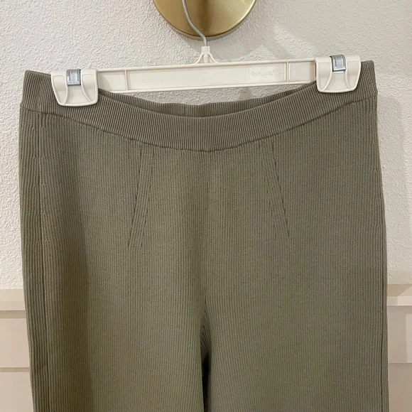 NWT Cult Gaia Linen Torina Sage Green Pants Wide Leg Ribbed